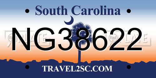 NG38622 South Carolina License Plate