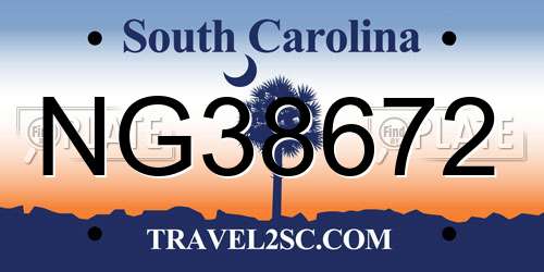 NG38672 South Carolina License Plate