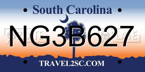 NG3B627 South Carolina License Plate