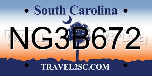 NG3B672 South Carolina License Plate