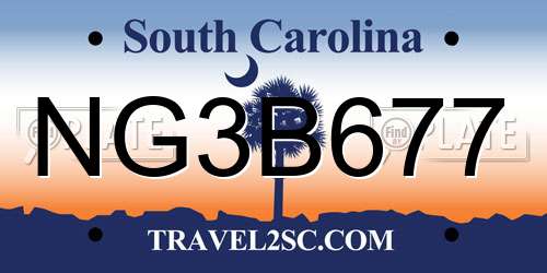 NG3B677 South Carolina License Plate