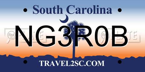 NG3R0B South Carolina License Plate