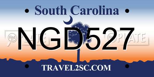 NGD527 South Carolina License Plate