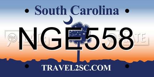 NGE558 South Carolina License Plate
