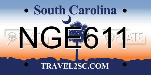 NGE611 South Carolina License Plate