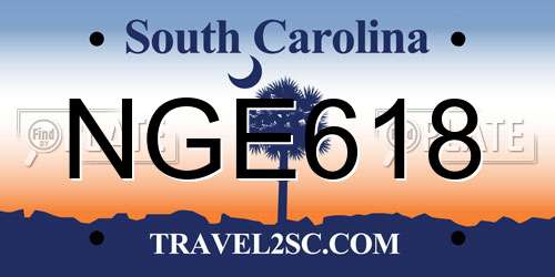 NGE618 South Carolina License Plate