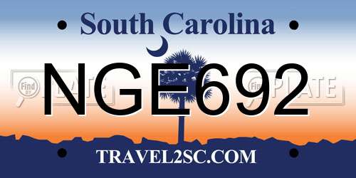 NGE692 South Carolina License Plate