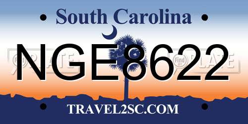 NGE8622 South Carolina License Plate