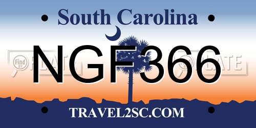 NGF366 South Carolina License Plate