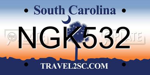 NGK532 South Carolina License Plate