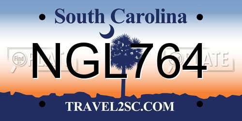 NGL764 South Carolina License Plate