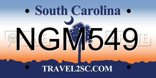 NGM549 South Carolina License Plate
