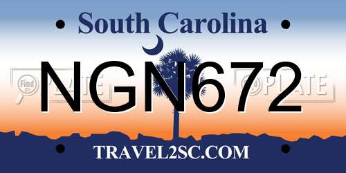NGN672 South Carolina License Plate