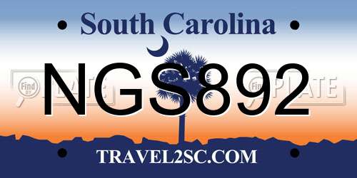 NGS892 South Carolina License Plate