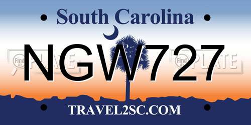 NGW727 South Carolina License Plate