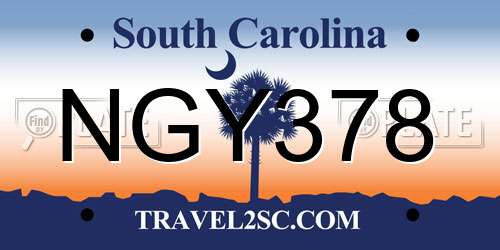 NGY378 South Carolina License Plate