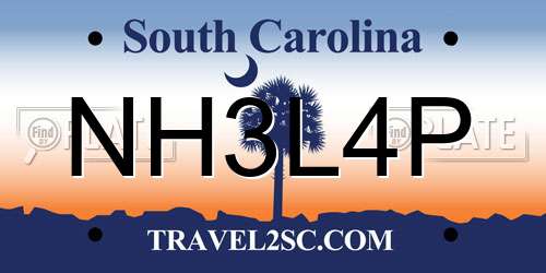 NH3L4P South Carolina License Plate