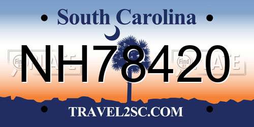 NH78420 South Carolina License Plate