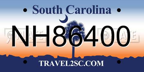 NH86400 South Carolina License Plate