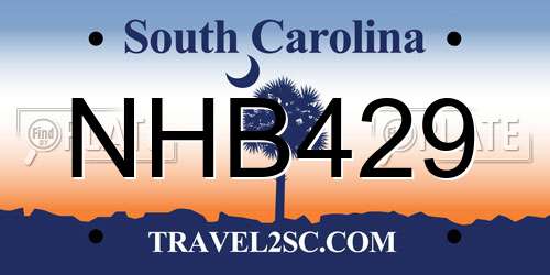 NHB429 South Carolina License Plate