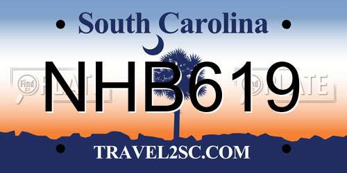 NHB619 South Carolina License Plate