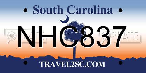 NHC837 South Carolina License Plate