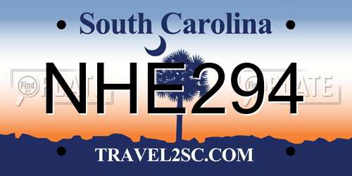 NHE294 South Carolina License Plate