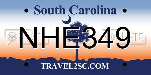NHE349 South Carolina License Plate