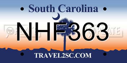 NHF363 South Carolina License Plate