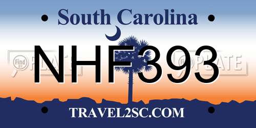 NHF393 South Carolina License Plate
