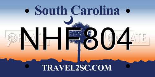 NHF804 South Carolina License Plate