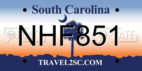NHF851 South Carolina License Plate