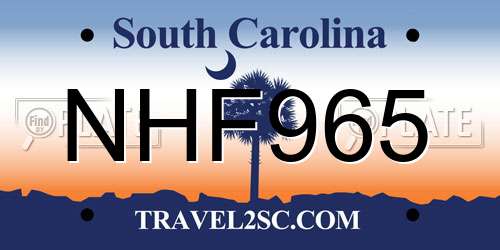 NHF965 South Carolina License Plate