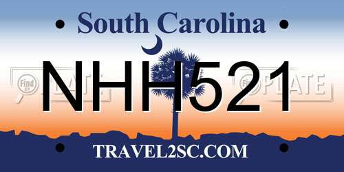 NHH521 South Carolina License Plate