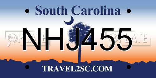 NHJ455 South Carolina License Plate