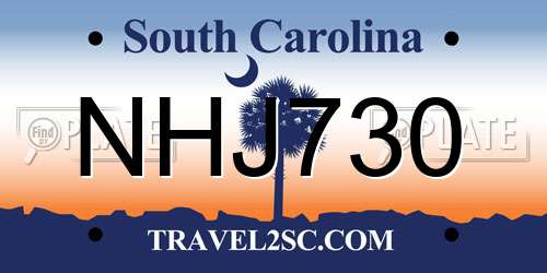 NHJ730 South Carolina License Plate