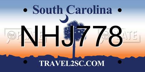 NHJ778 South Carolina License Plate