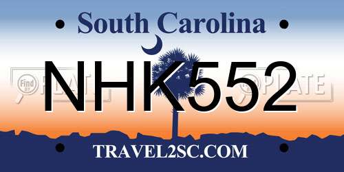 NHK552 South Carolina License Plate