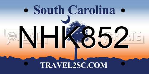 NHK852 South Carolina License Plate