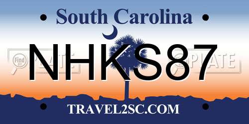 NHKS87 South Carolina License Plate