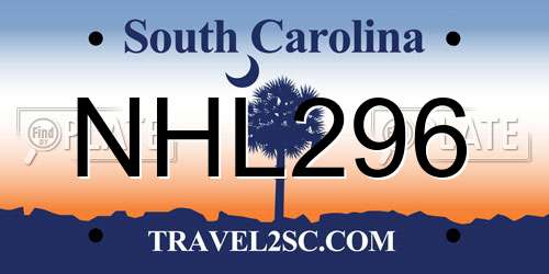 NHL296 South Carolina License Plate