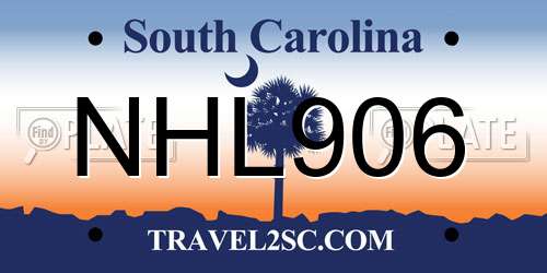 NHL906 South Carolina License Plate