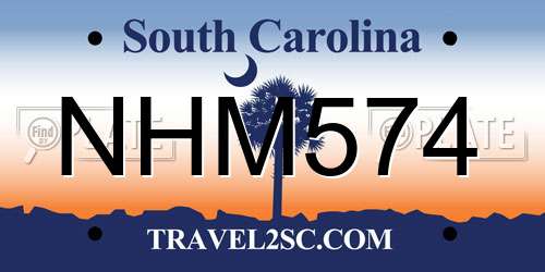NHM574 South Carolina License Plate