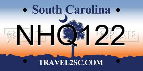 NHQ122 South Carolina License Plate