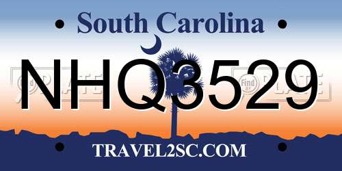 NHQ3529 South Carolina License Plate