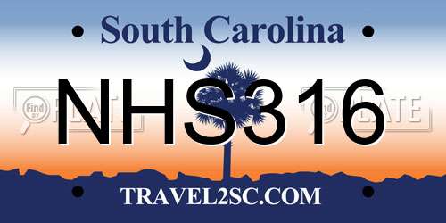 NHS316 South Carolina License Plate