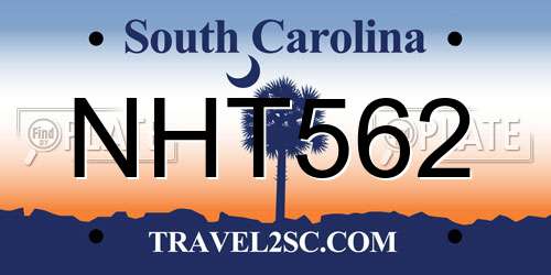 NHT562 South Carolina License Plate