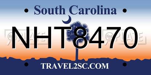 NHT8470 South Carolina License Plate