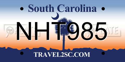 NHT985 South Carolina License Plate