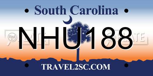 NHU188 South Carolina License Plate